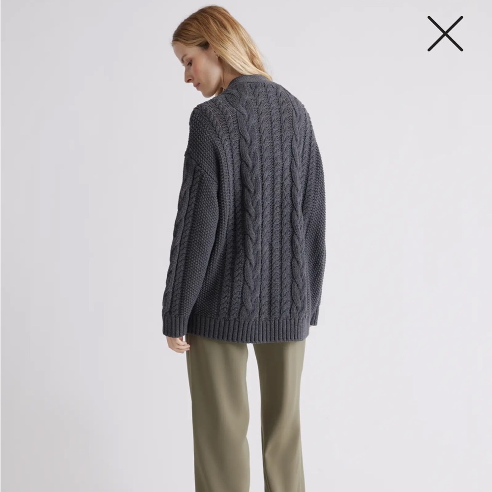 Quince cable knit sweater 100% Organic Cotton Oversized Cable Cardigan